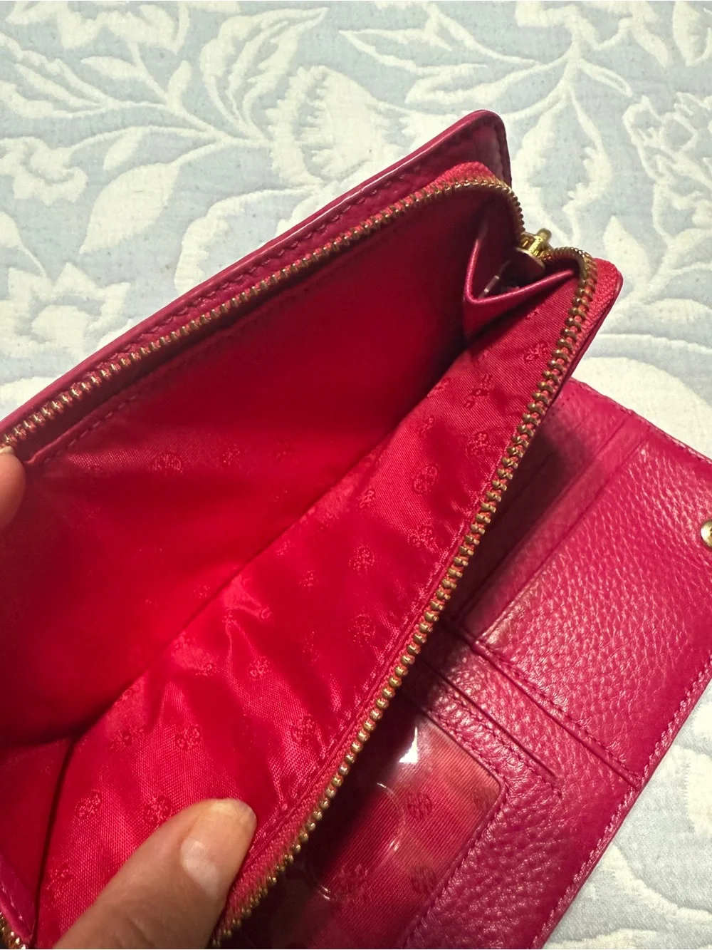 Tory Burch Hot Pink Pebbled Leather Continental Wallet